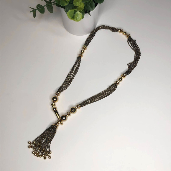 Stella & Dot Necklace Long Gold Tassel - Picture 1 of 4